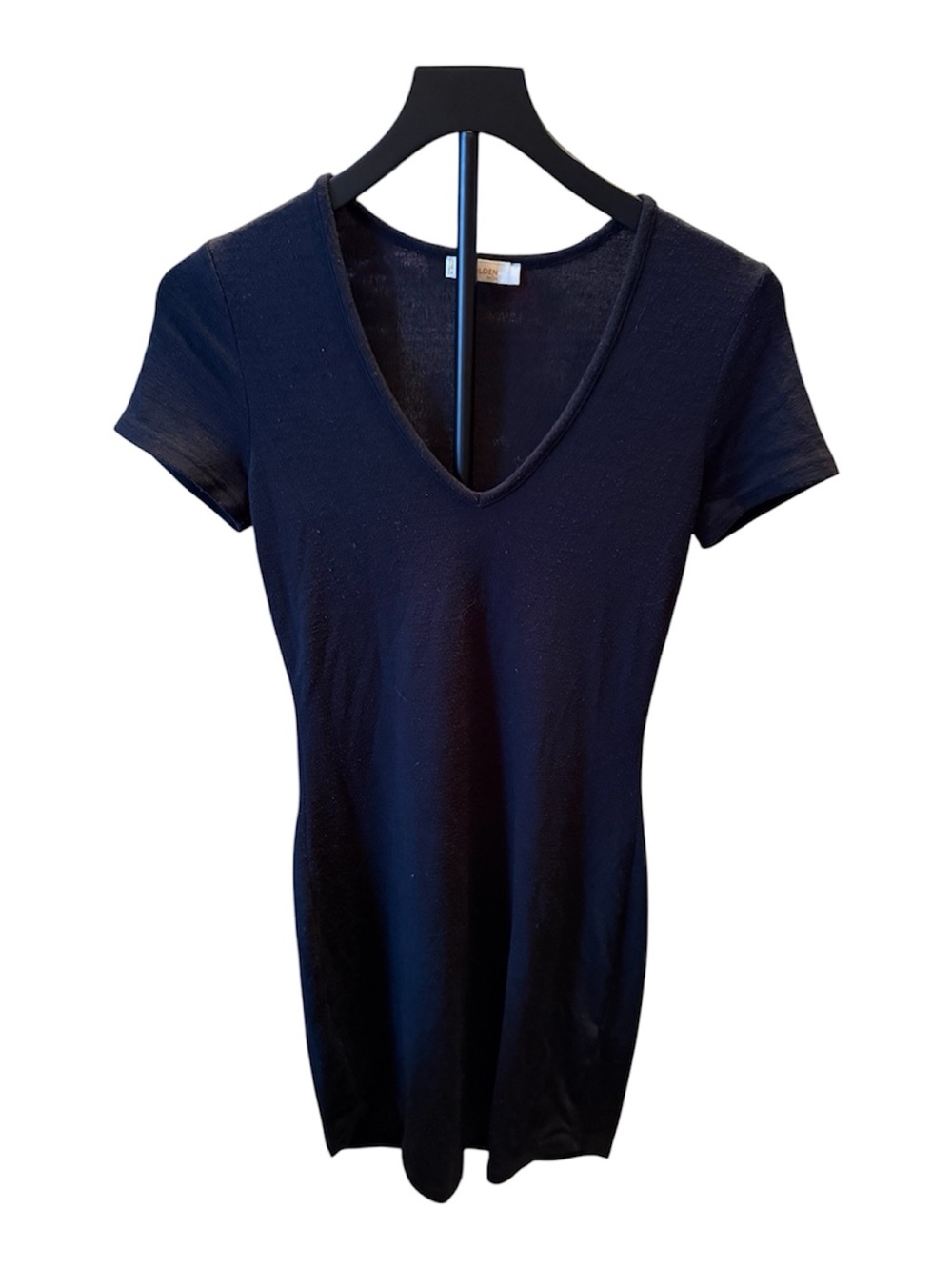 Aritzia Golden by TNA Black V-Neck Mini Dress Size Small
